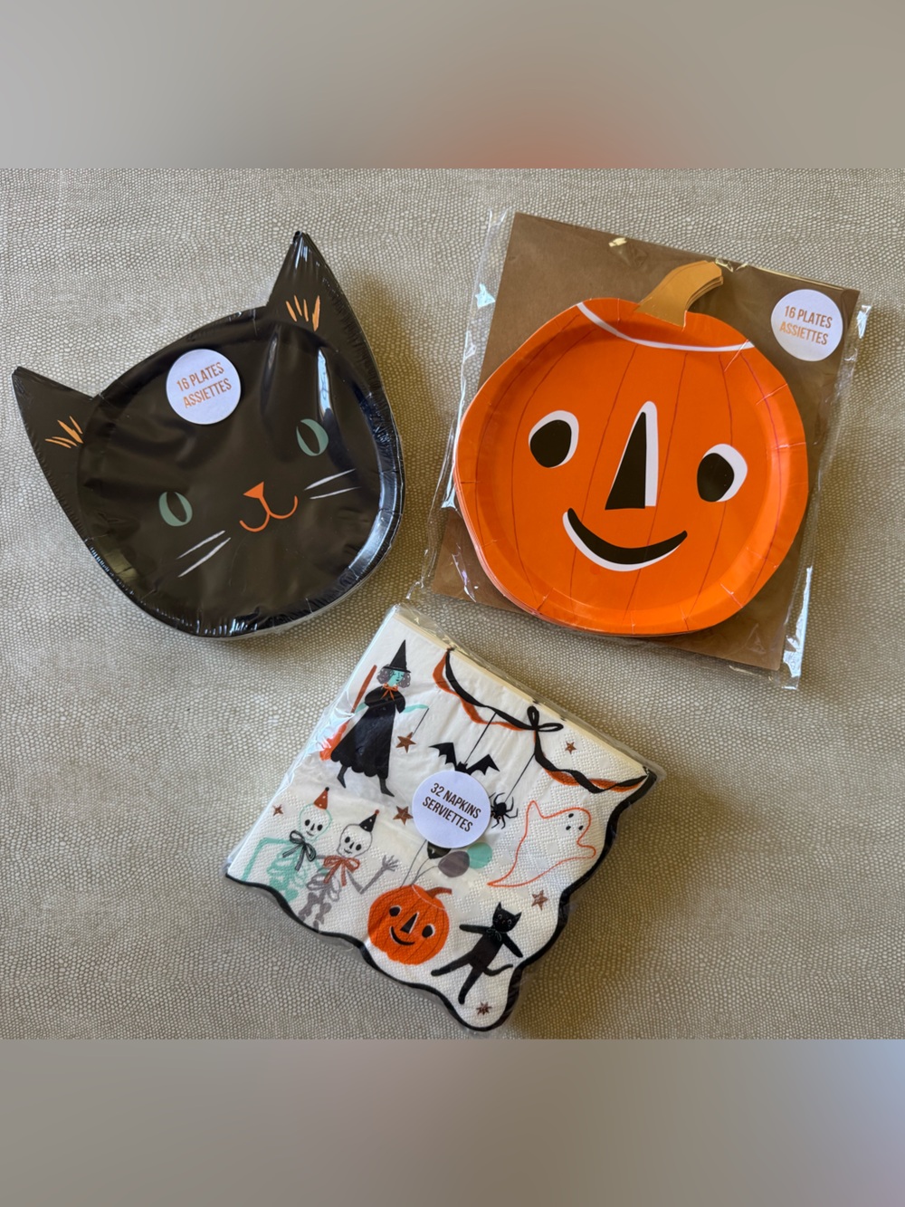 Meri Meri Halloween Pumpkin Cat Plates and Napkins Set NEW